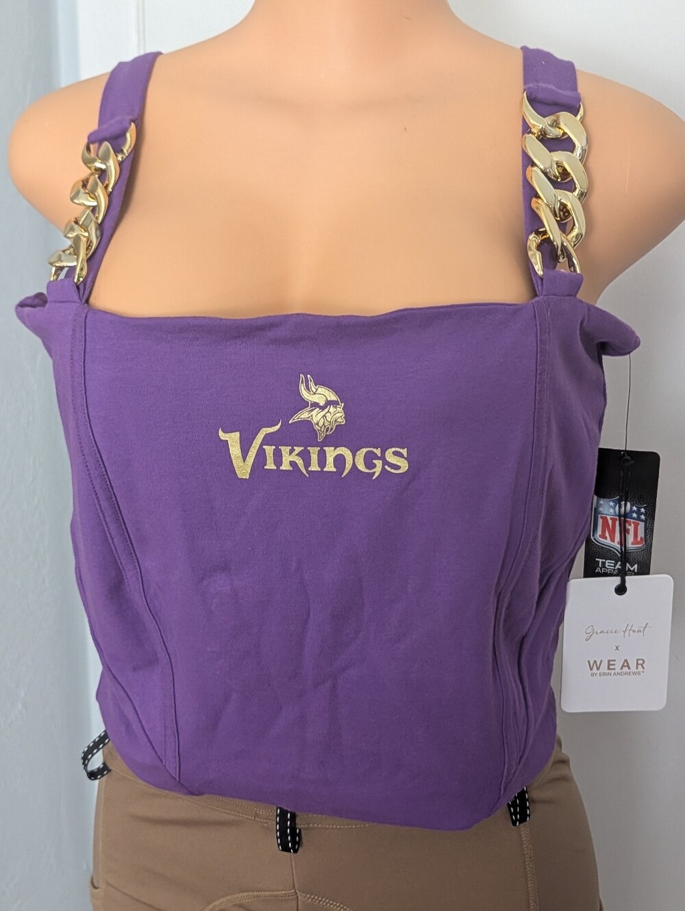 NWT Minnesota Vikings WEAR x Gracie Hunt Purple Gameday Corset Top Size M